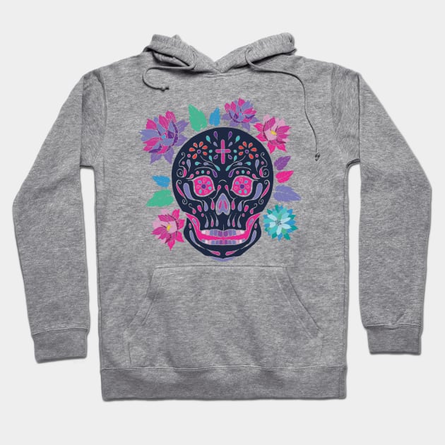 Mexican skull with flowers Hoodie by annaazart